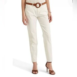Ralph Lauren Women's White Stretch Chino Ankle Pants Plus Size 8